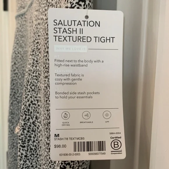 Athleta Salutation II Textured Tight Black and White Leggings - Picture 3 of 9